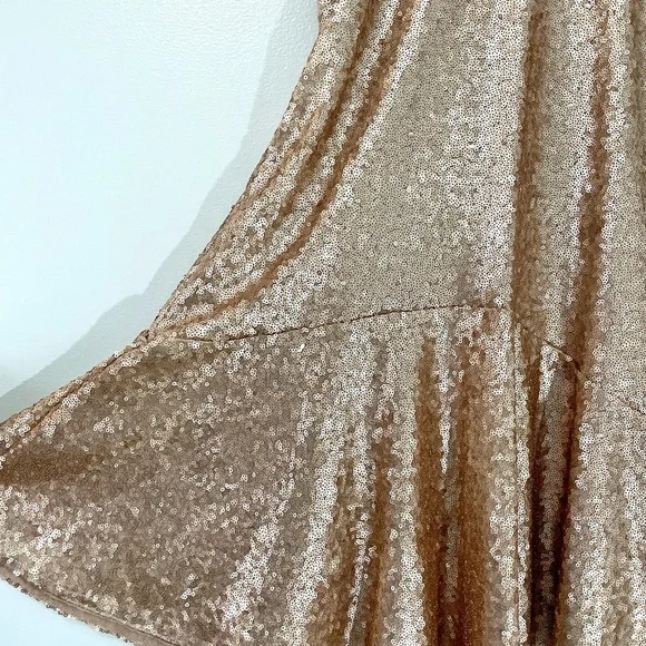 Free People Liquid Shine Gold Sequin Drop Waist Sleeveless Dress XS - Picture 5 of 7